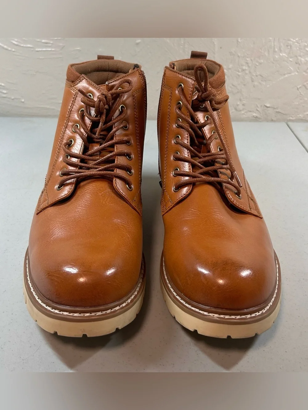Steve Madden Men's Brown Leather Lace-Up Boots- LIKE NEW!